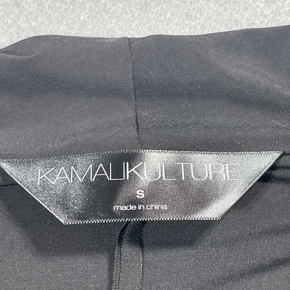 KamaliKulture Dress Women Small Wrap Front Long Sleeve Black Jersey Quiet Luxury